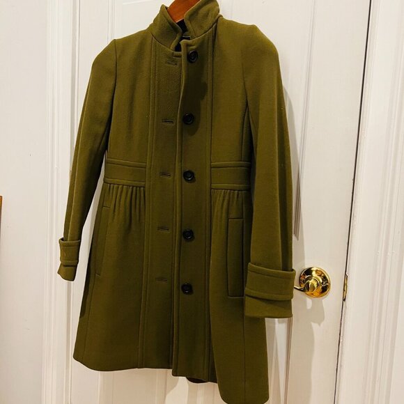 J. Crew Italian Double Cloth Wool Topcoat Coat Jacket Deep Green, Size 0 - Picture 3 of 15